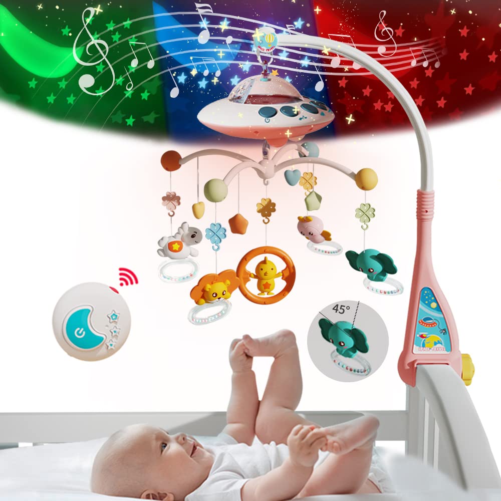 Lcasio baby musical crib mobile pink angle soothes newborns with gentle lullabies