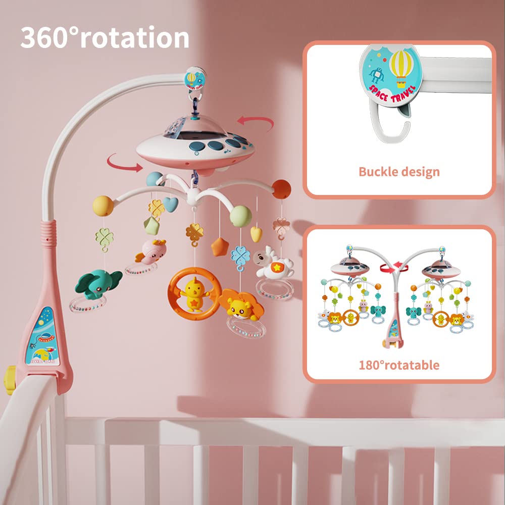 Lcasio baby musical crib mobile remote-control enables easy volume and light adjustments