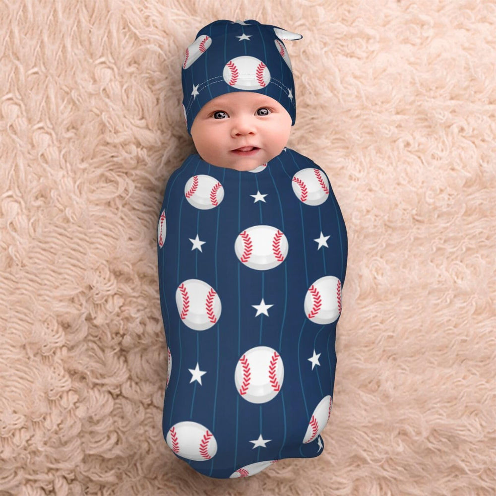 Lcokin Newborn Photo Prop showcases cute baseball swaddle in photography setup.