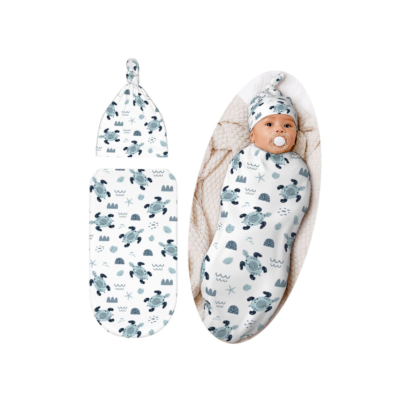Lcokin sea turtle swaddle blanket for newborns in soft fabric