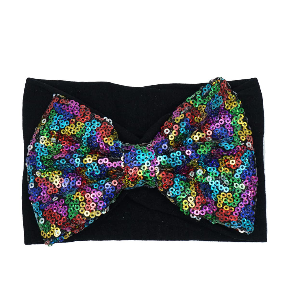 LDDCX glitter bow headband red, adds festive charm to baby outfits.