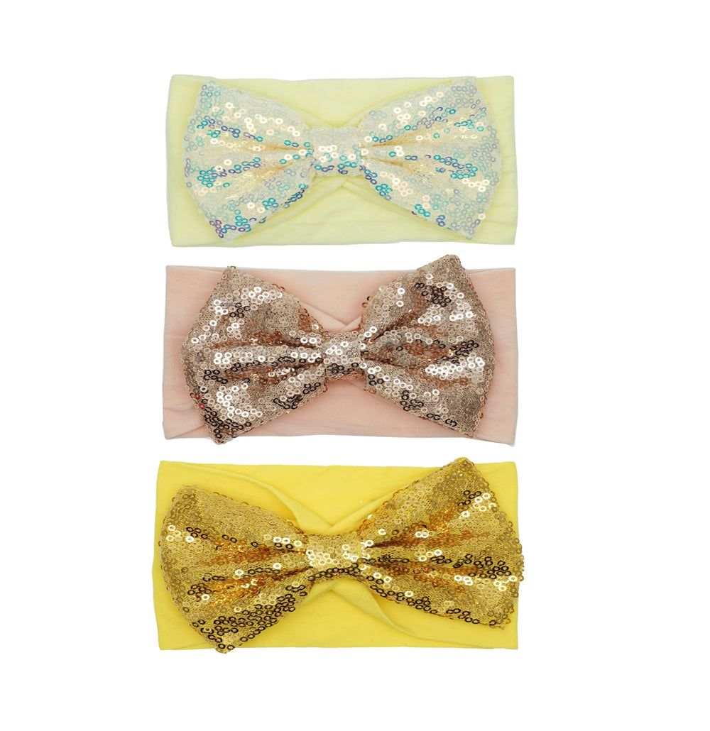 LDDCX glitter bow headband white for newborns to toddlers, gentle elastic fit