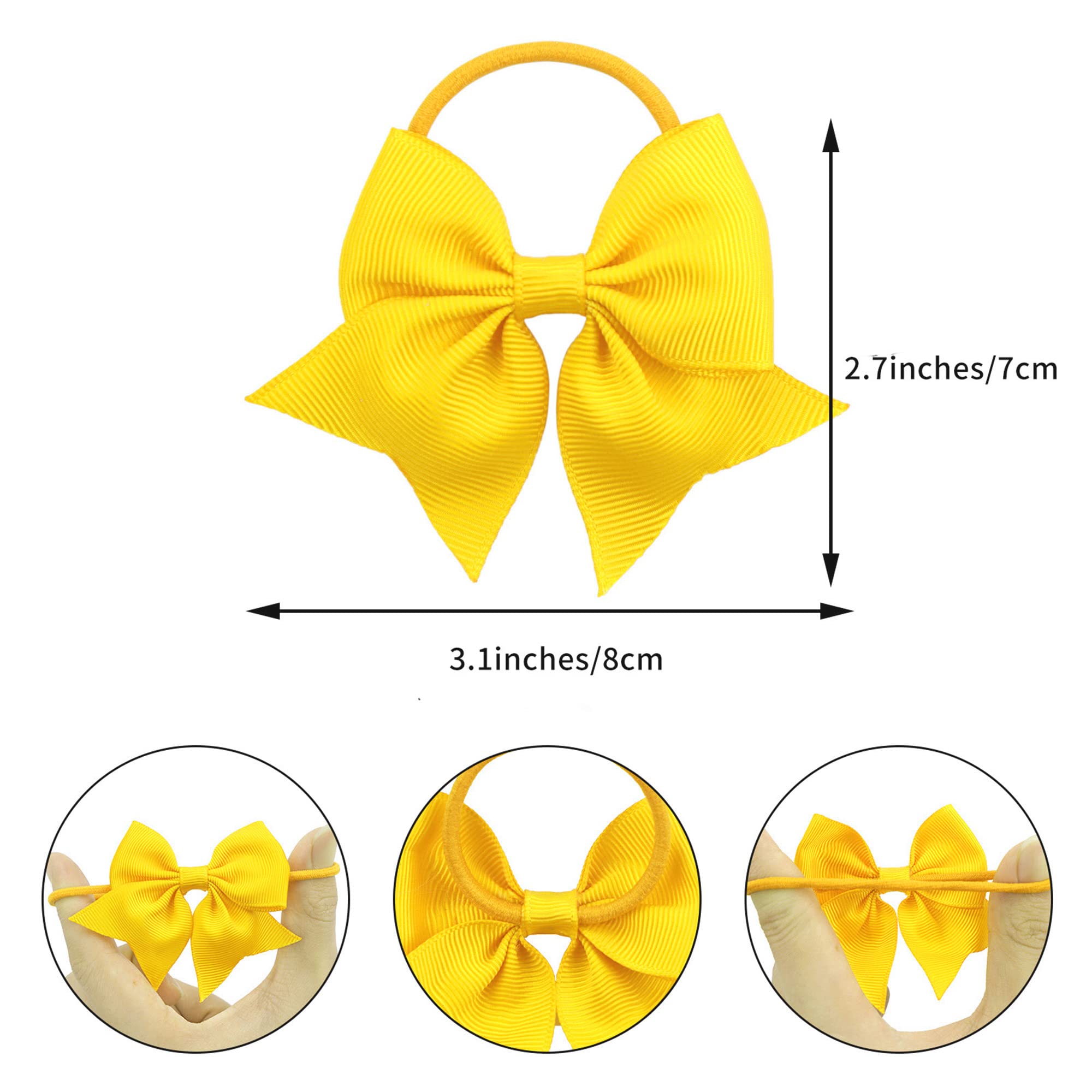 Boutique packaging of LDDCX hair bows in yellow