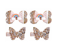 LDDCX glitter gold bows hair clip close-up glitter details for festive look.
