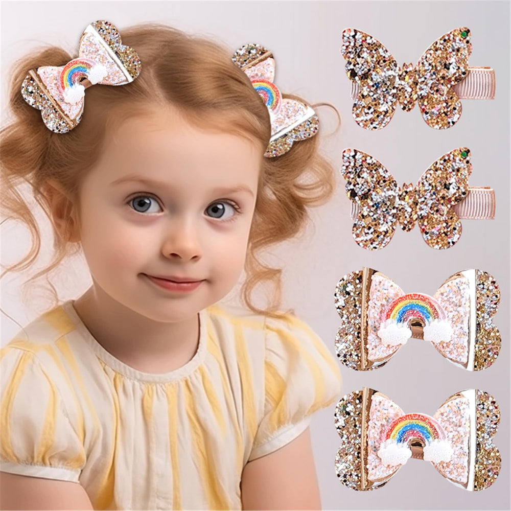 LDDCX glitter gold bows hair clip gift-ready accessory for baby showers or birthdays.