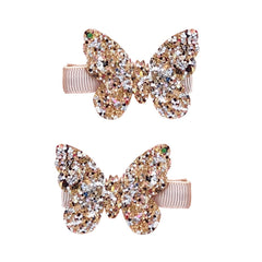 LDDCX glitter gold bows hair clip packaging shows two clips for gifting.