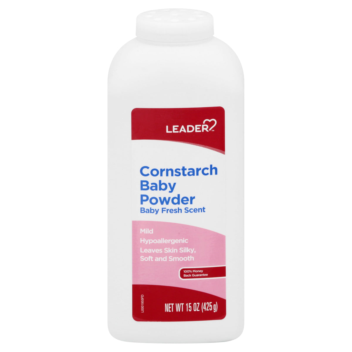 Leader cornstarch baby powder bottle for moisture absorption and gentle skin feel.