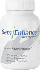 Leading Edge Health Semenhance bottle front highlighting fruity taste enhancement potential.