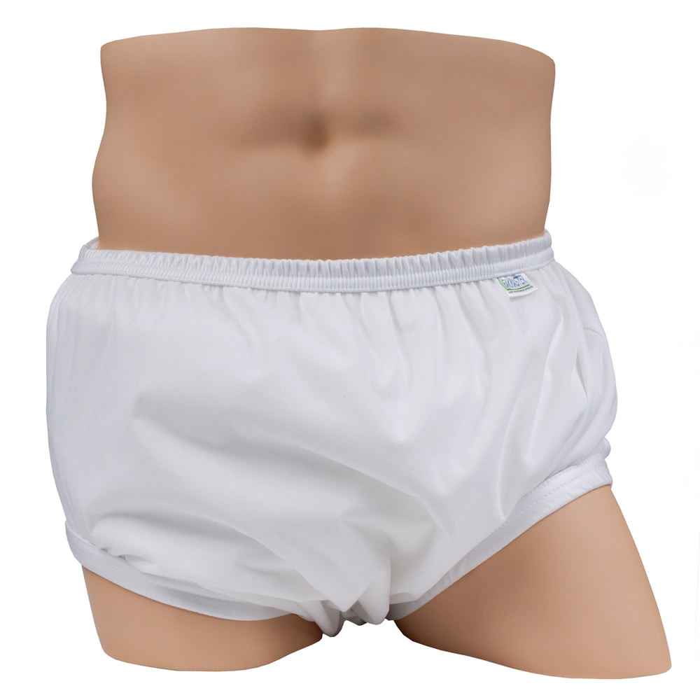 LeakMaster adult PUL waterproof pants front view, soft protection for comfortable day wear.