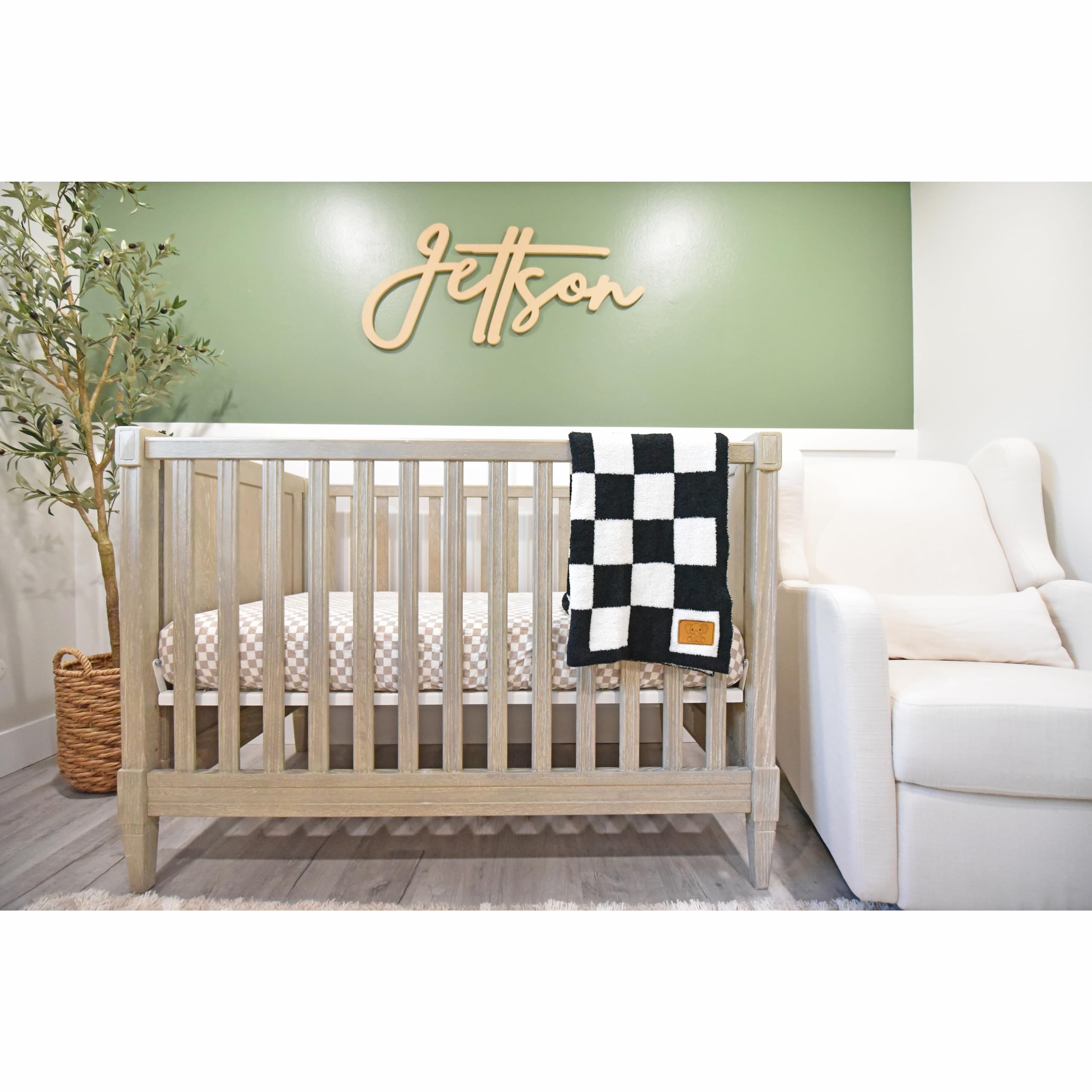 Leaps + Legends checkered baby blanket 28x40 knit provides soft warmth for nap time.