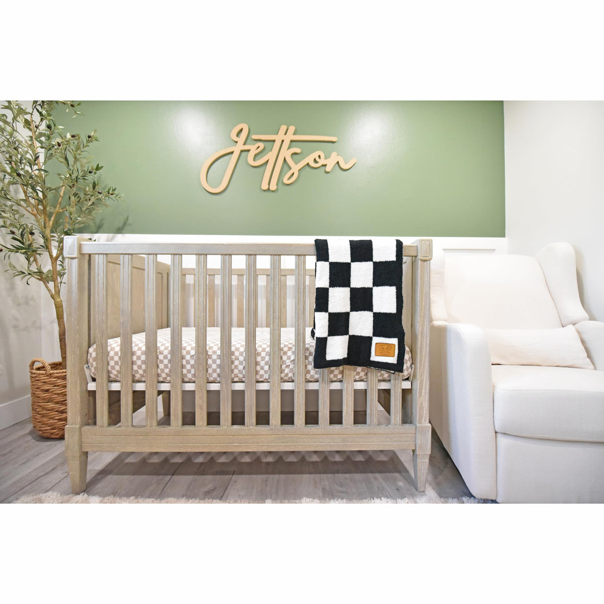 Leaps + Legends checkered baby blanket 28x40 knit provides soft warmth for nap time.