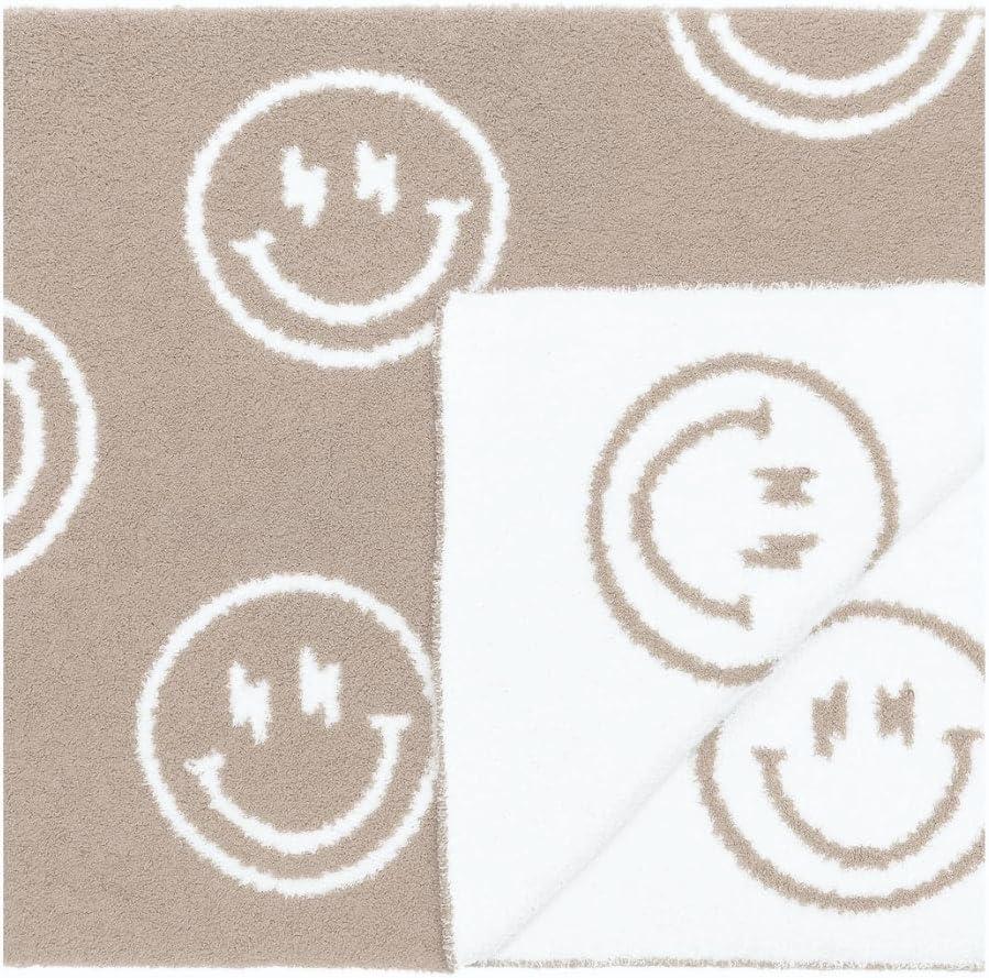 Leaps + Legends smiley blanket front view for cozy baby snuggles.