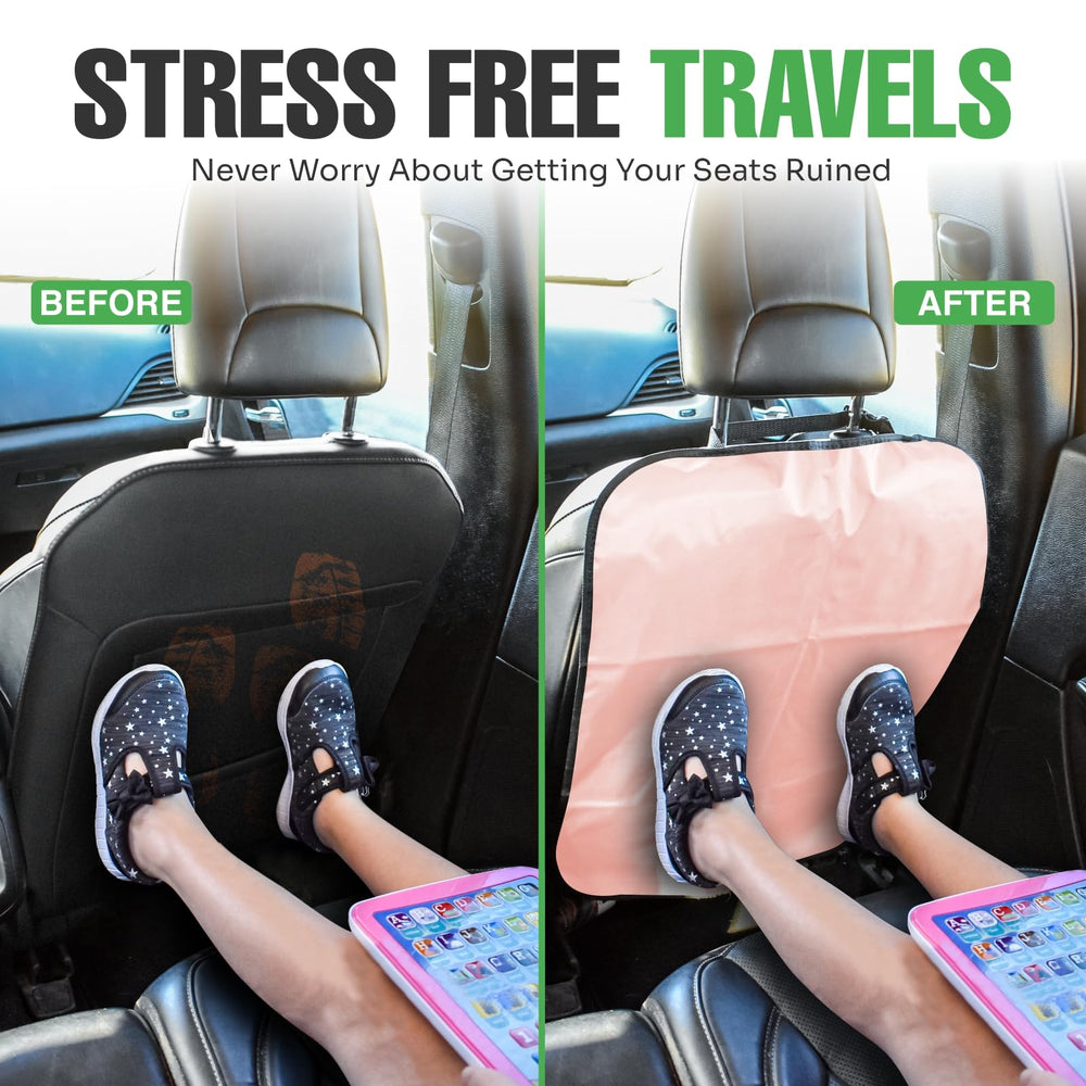 Lebogner back seat cover shows waterproof kick mats for mud and spills protection