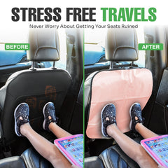 Lebogner back seat cover shows waterproof kick mats for mud and spills protection