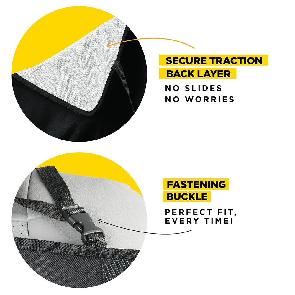 Lebogner car seat protector folded flat for compact storage when not in use.