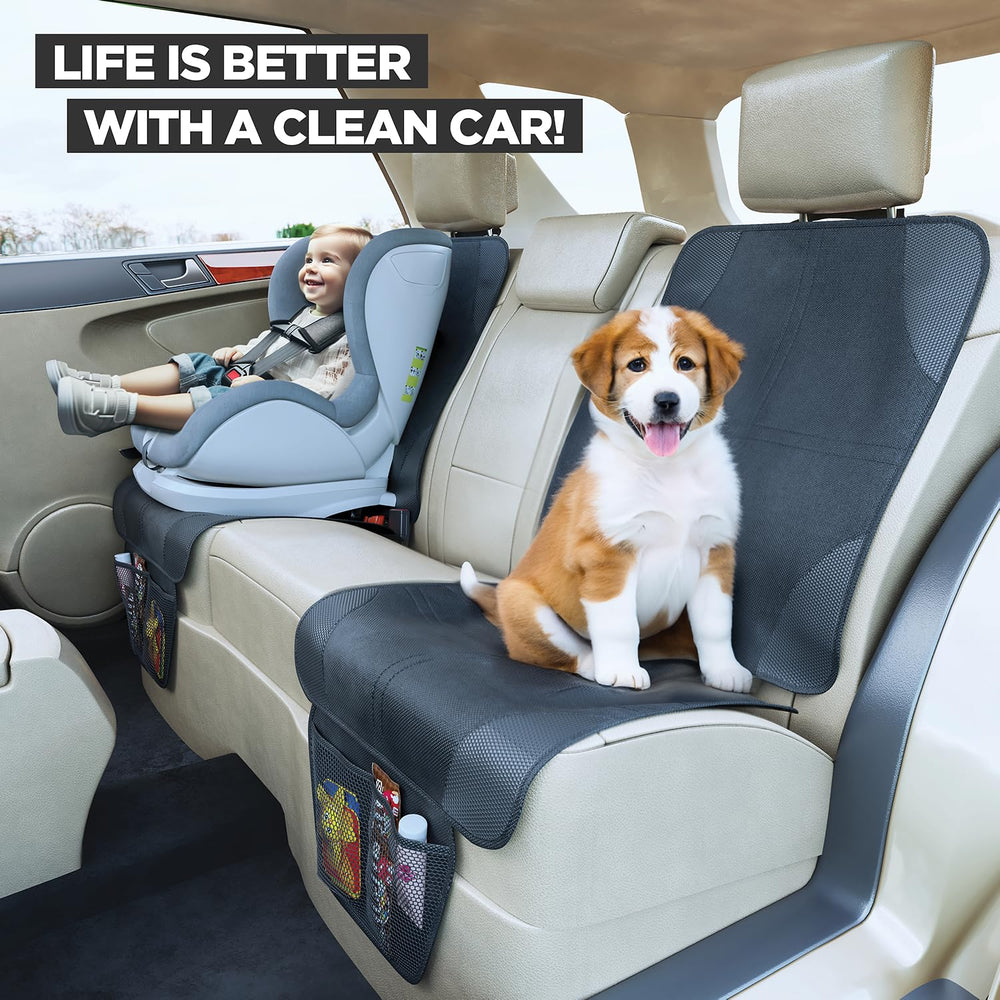 Lebogner car seat protector non-slip back grips the seat securely.