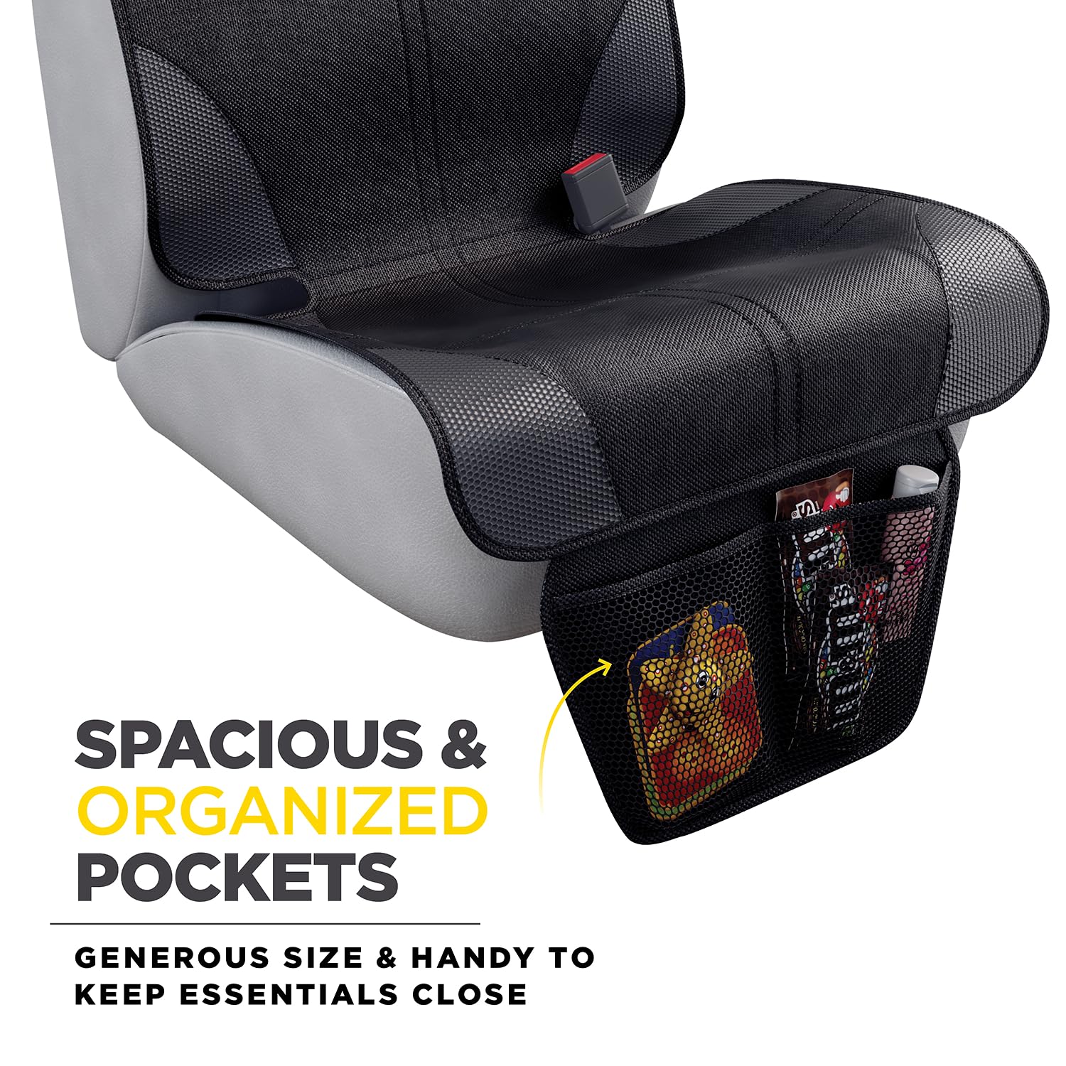 Lebogner car seat protector waterproof fabric resists spills and wipes clean.