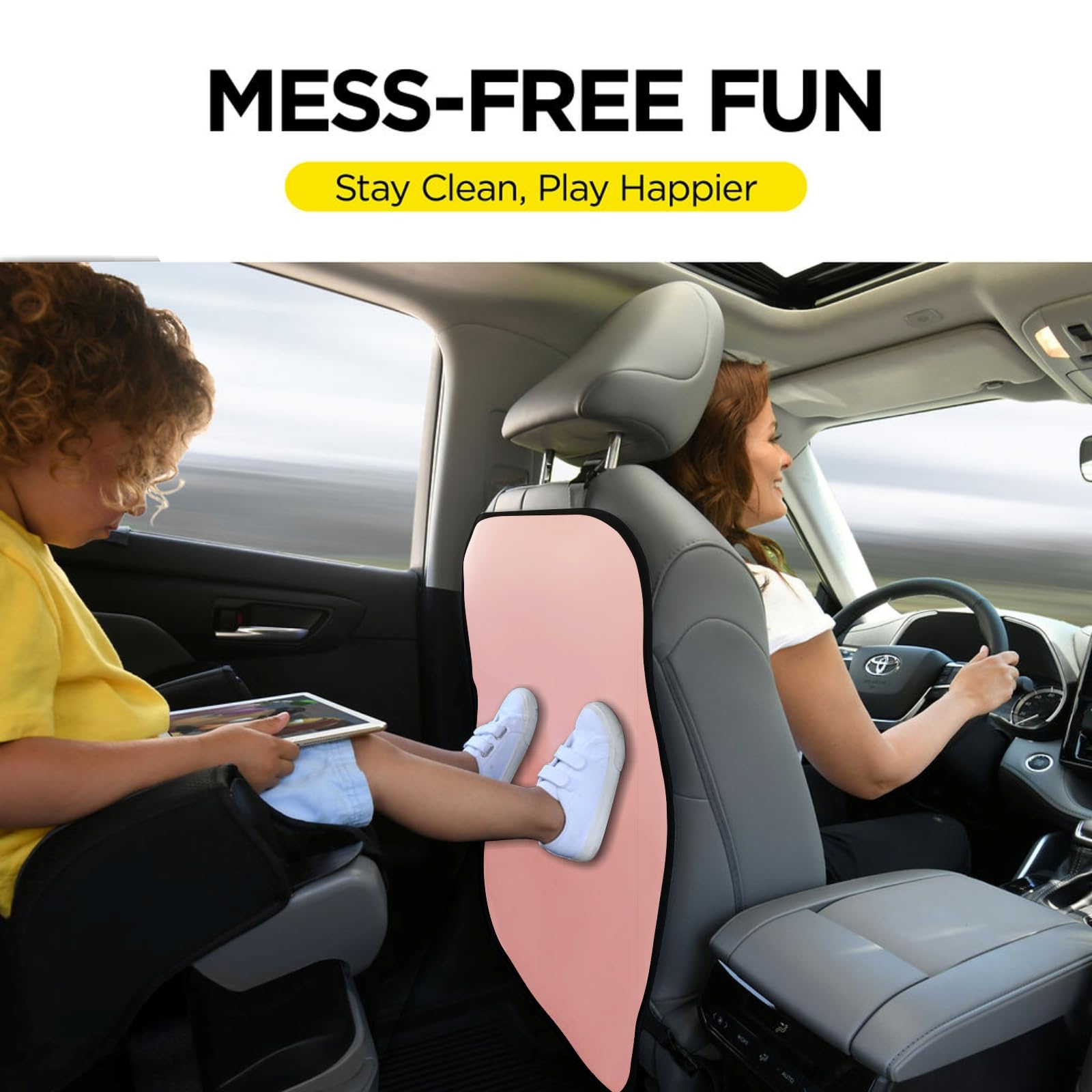 Lebogner kick mats backseat protector two-pack keeps seats clean during road trips.