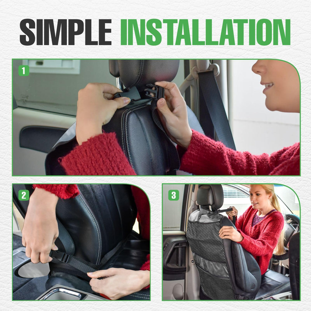 Lebogner Kick Mats Grey 4-Pocket rear panel coverage, keeps seats clean.