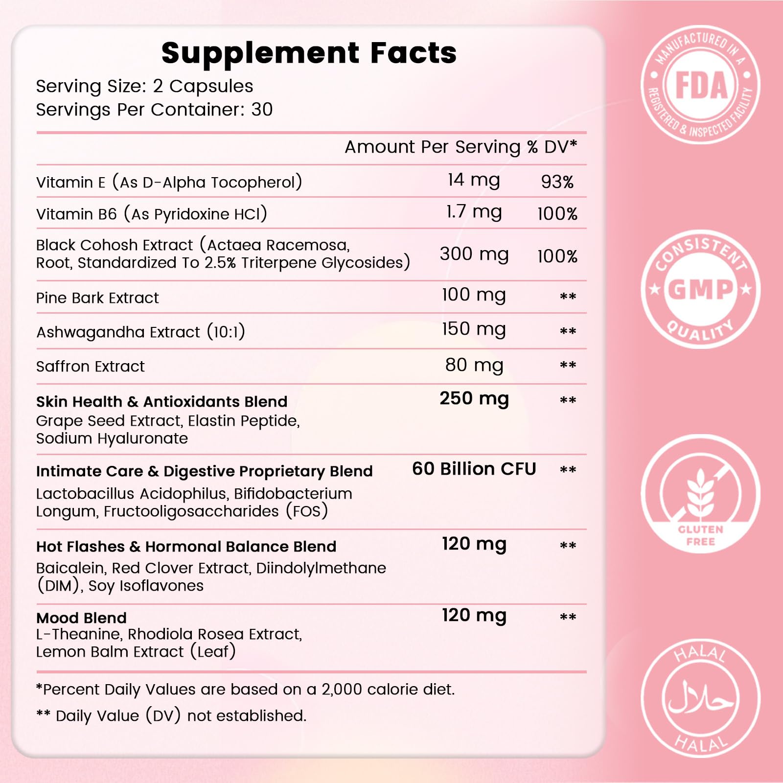 LeCozz menopause capsules close-up highlighting the probiotic formula for daily wellness.