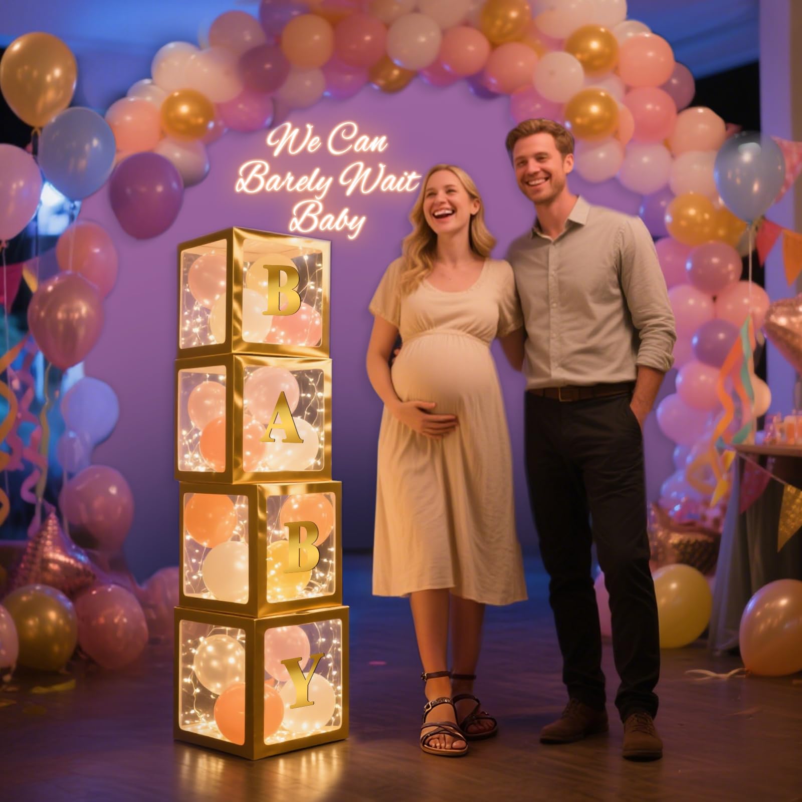 Ledido gold decorative boxes as a backdrop elevate venue decor and photos