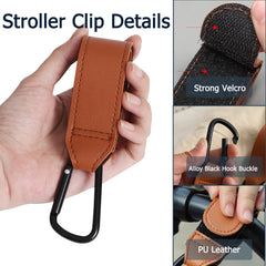 LEECHY handle wrap clip secures bags on the stroller handle, freeing space.