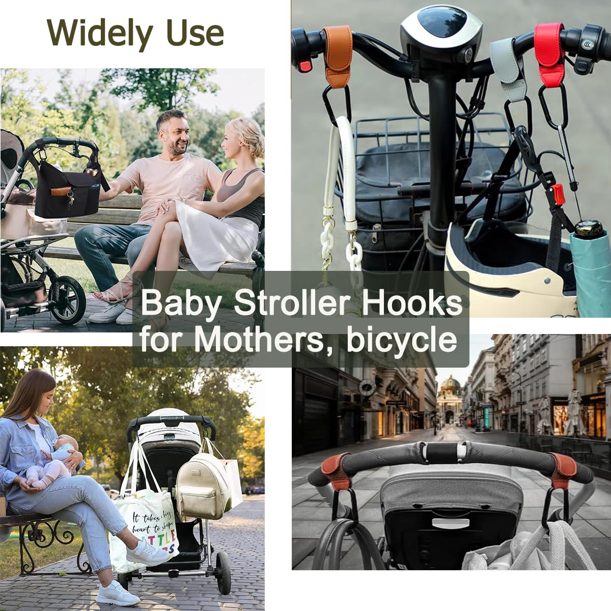 LEECHY bag-hanging clips keep everyday essentials within reach on the handle.
