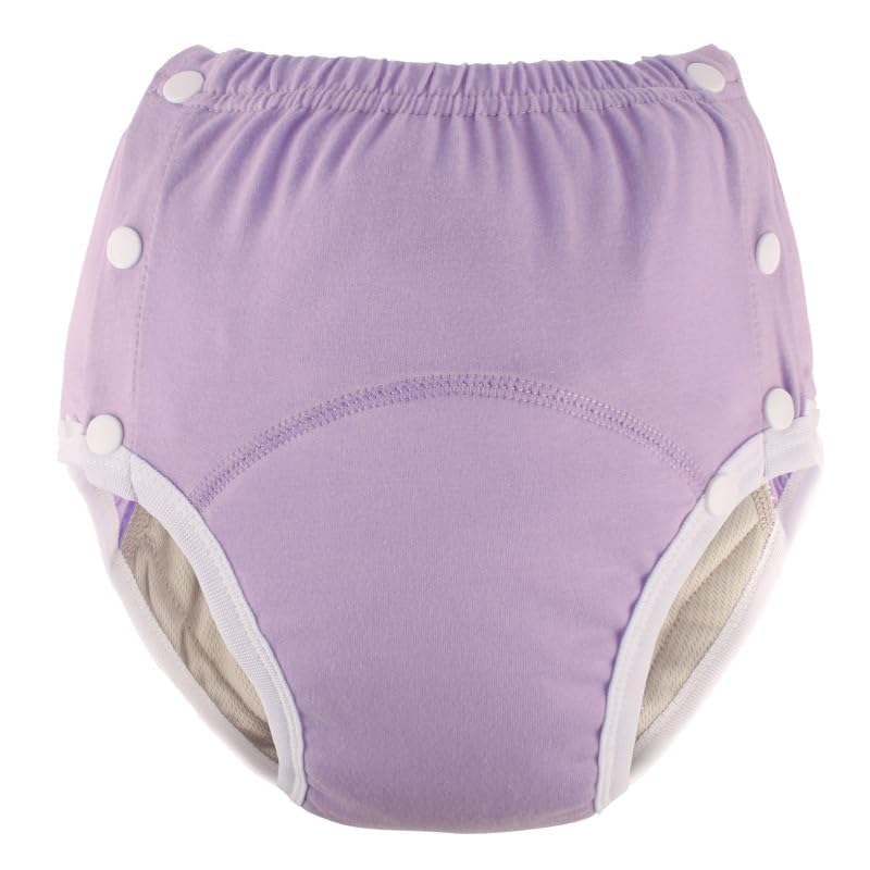 LEEMOOCARE cotton incontinence pants purple M flatlay highlighting soft breathable fabric