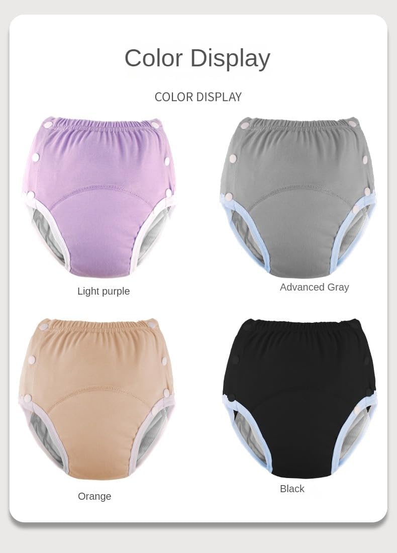 LEEMOOCARE cotton incontinence pants purple M night-use view for comfortable overnight wear