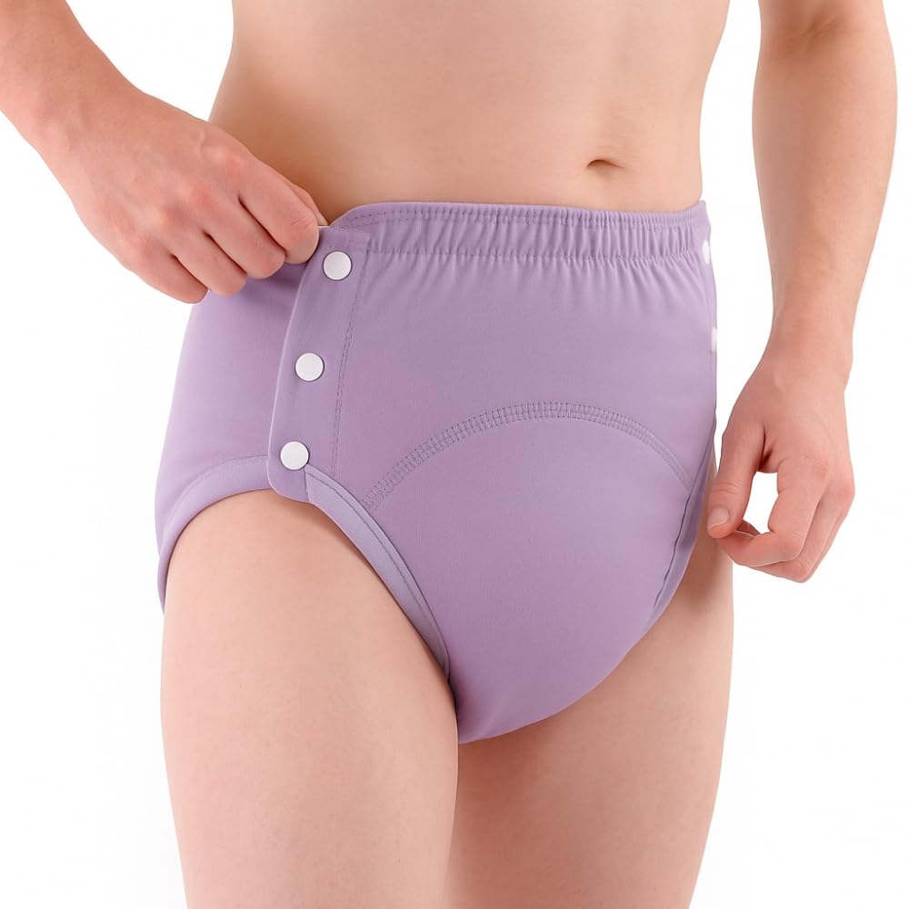 LEEMOOCARE cotton incontinence pants purple M worn for all-day comfort