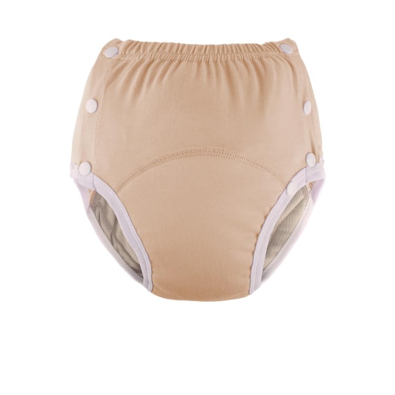 LEEMOOCARE reusable cotton diaper in orange, breathable fabric for all-day comfort.