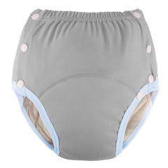 LEEMOOCARE cotton pants back view, secure fit with adjustable snaps.