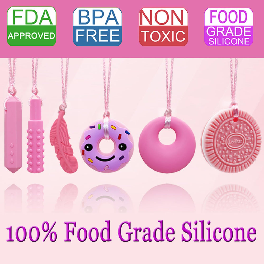 LeeYean chew necklace donut shape aids soothing chewing during calm moments.