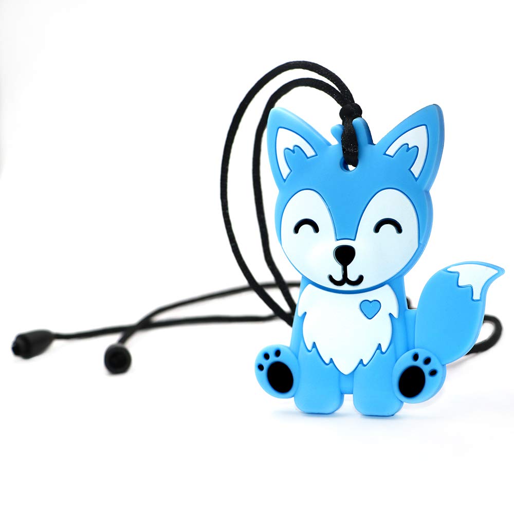 LeeYean fox chew necklace textured surface promotes safe chewing during tasks.