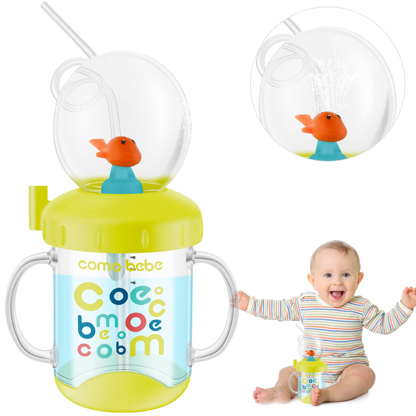 LEEZDTTXAN baby cup with straw and whale spray for easy hydration