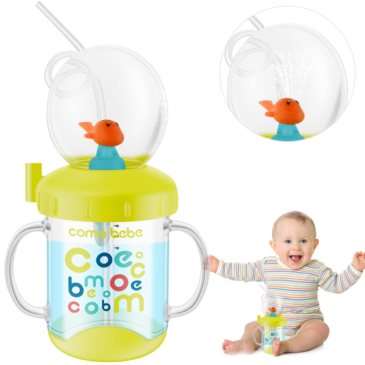 LEEZDTTXAN baby cup with straw and whale spray for easy hydration