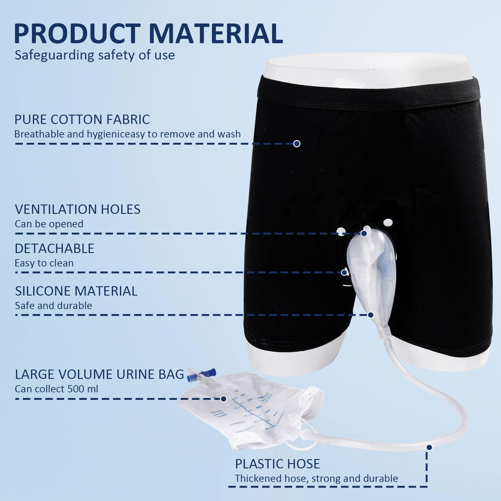 lefeke male urinal bag collection 500ml demonstrates ample storage for extended wear.