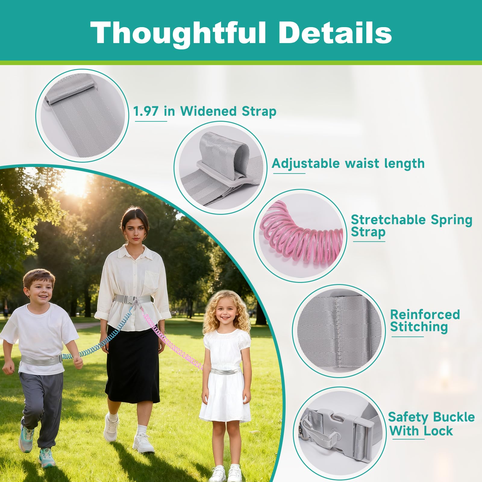 Lefeke toddler leash with adjustable strap offers a comfortable fit for kids and guardians.