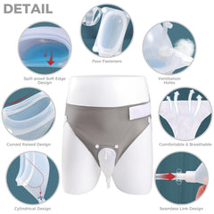lefeke wearable urine bag back view highlights comfortable fit for bedridden or mobile use.