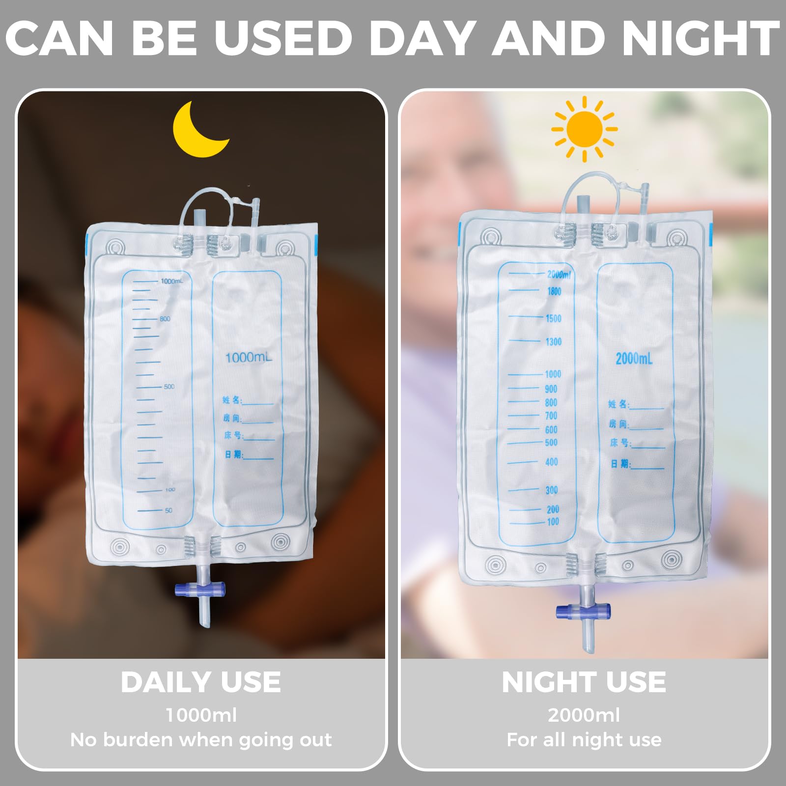 lefeke wearable urine bag in-use demonstrates secure calf attachment for freedom of movement.