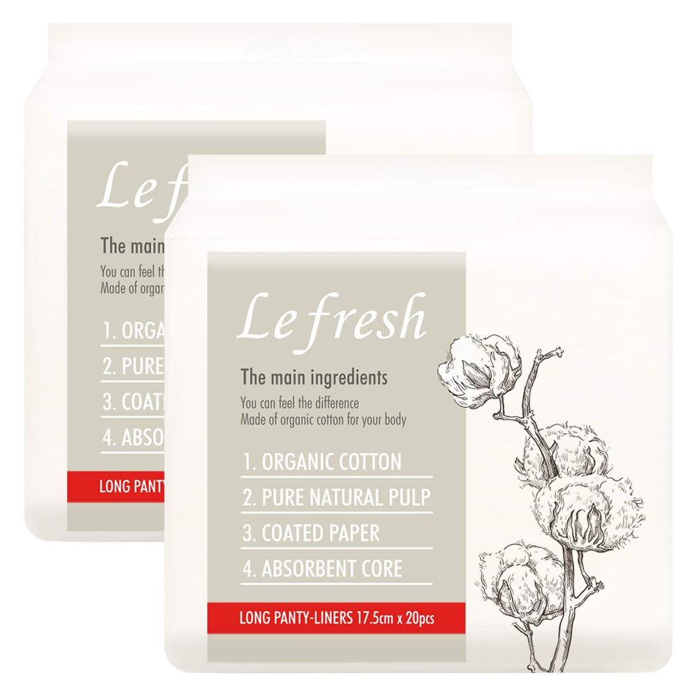 Lefresh organic cotton cover panty liner long pack 40 count offers soft daily protection