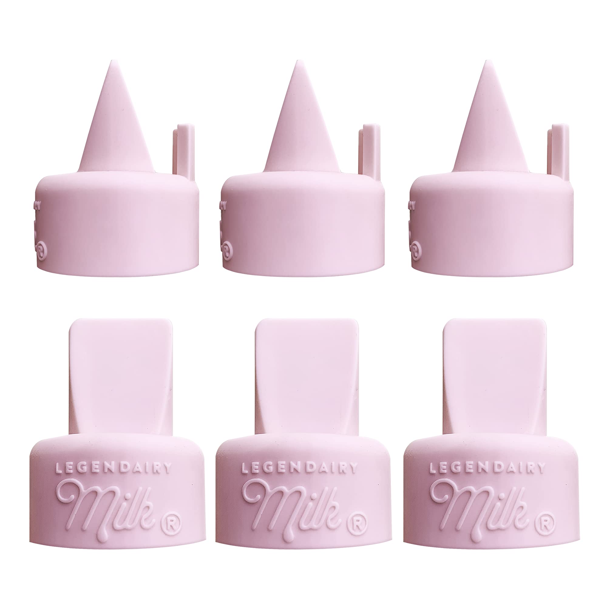 Legendairy Milk duckbill valves with pull tab for easy removal and leak prevention.