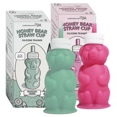 Legendairy Milk Honey Bear Straw Cup 8 oz, angled view, promotes independent sipping for babies.