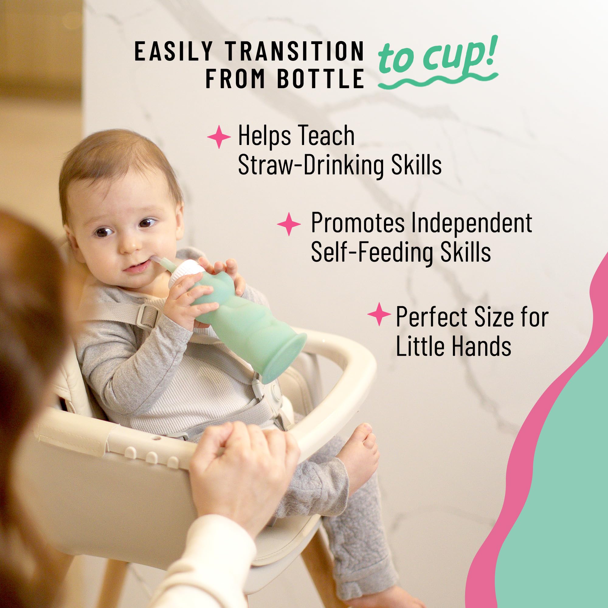 Legendairy Milk Honey Bear Straw Cup in hand demonstrates easy-grip design for tiny hands