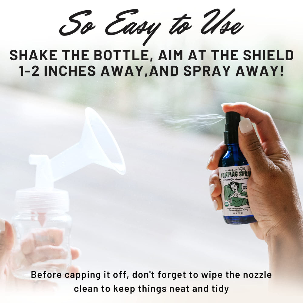 Legendairy Milk Pumping Spray creates secure seal between skin and shield.