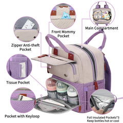 Legestori diaper bag backpack showing a dry wet pocket for mess separation