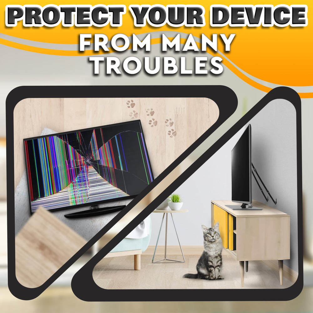 LEGLO straps protecting a flat screen with anti-tip protection