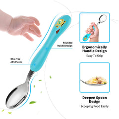 Lehoo Castle dinosaur-pattern cutlery adds fun to mealtime and independence.