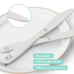 Lehoo Castle Mermaids knives set with rounded tips for safe dining.