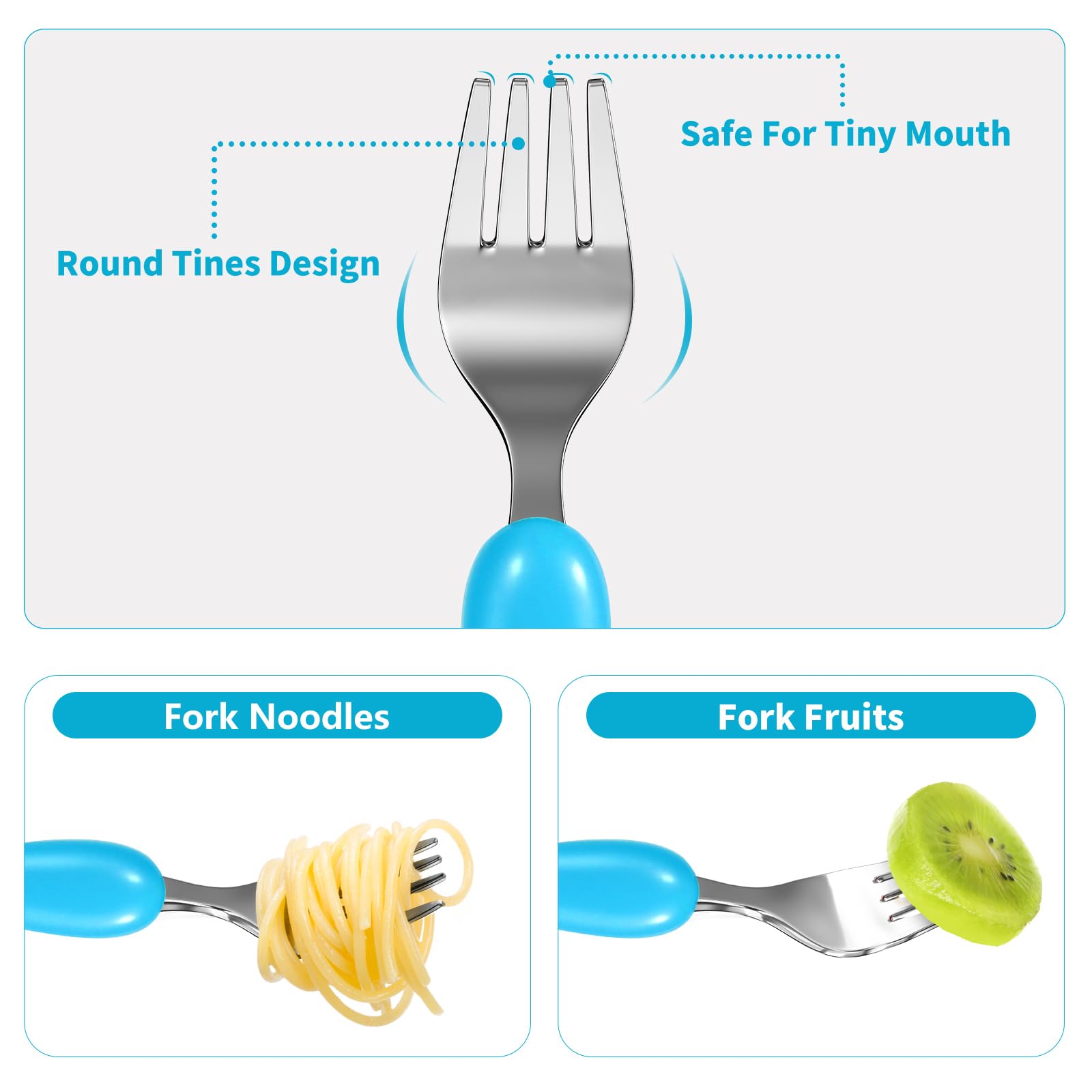 Lehoo Castle stainless steel kids utensils in green, rust-proof and durable